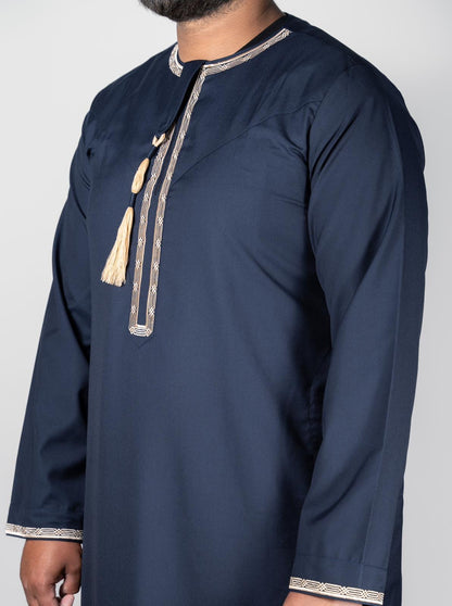 Omani Thobe with Detachable Tassel - Navy