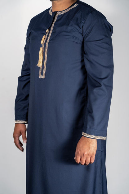 Omani Thobe with Detachable Tassel - Navy