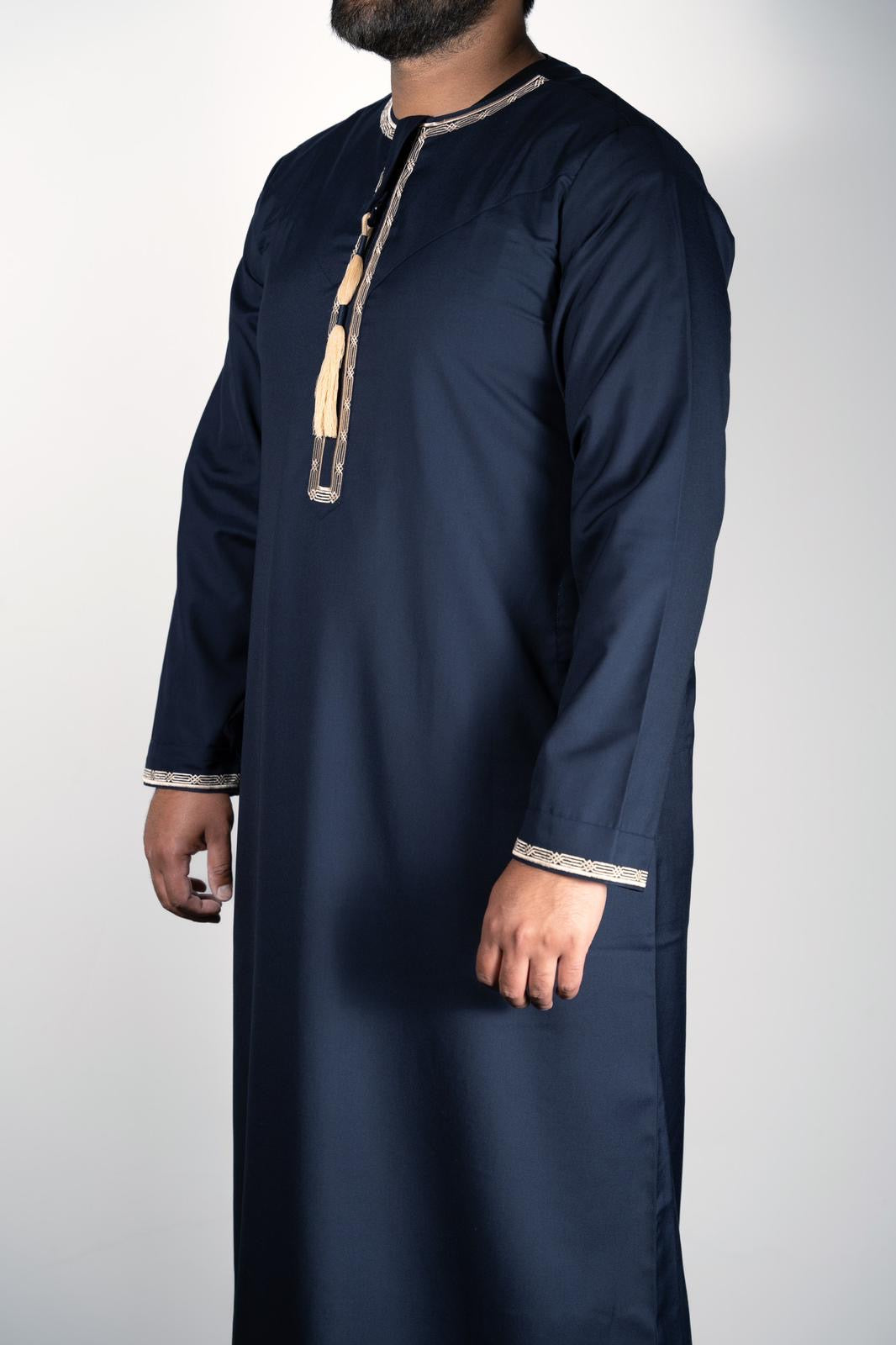 Omani Thobe with Detachable Tassel - Navy