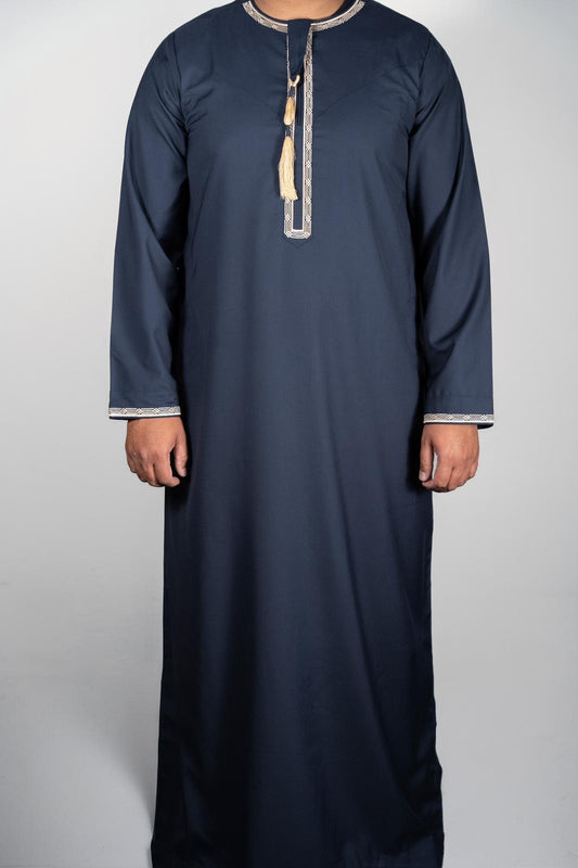 Omani Thobe with Detachable Tassel - Navy