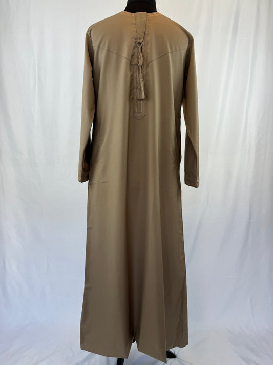 Omani Thobe with Detachable Tassel - Brown