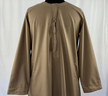 Omani Thobe with Detachable Tassel - Brown