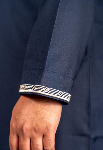 Omani Thobe with Detachable Tassel - Navy